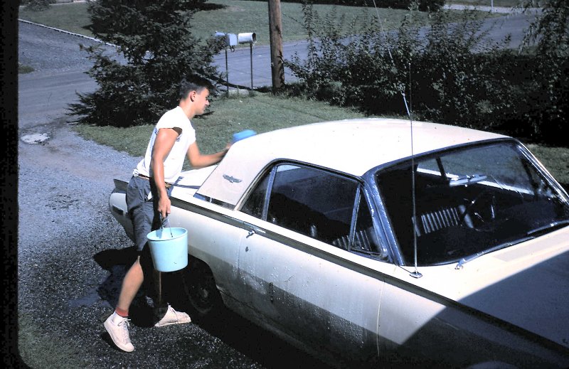 Washing the T-Bird at my familys house in Whippany, NJ