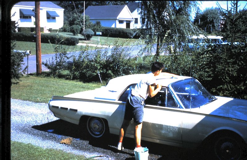 Washing the T-Bird at my familys house in Whippany, NJ