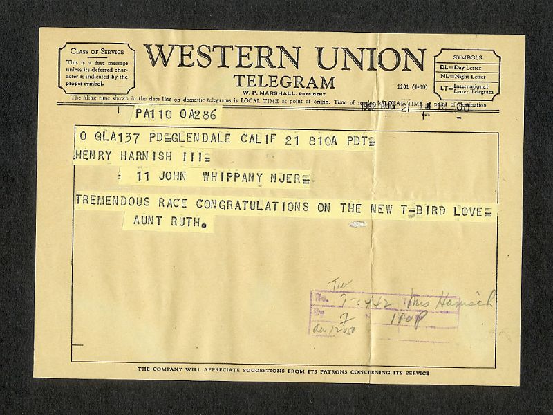 Telegram from Aunt Ruth